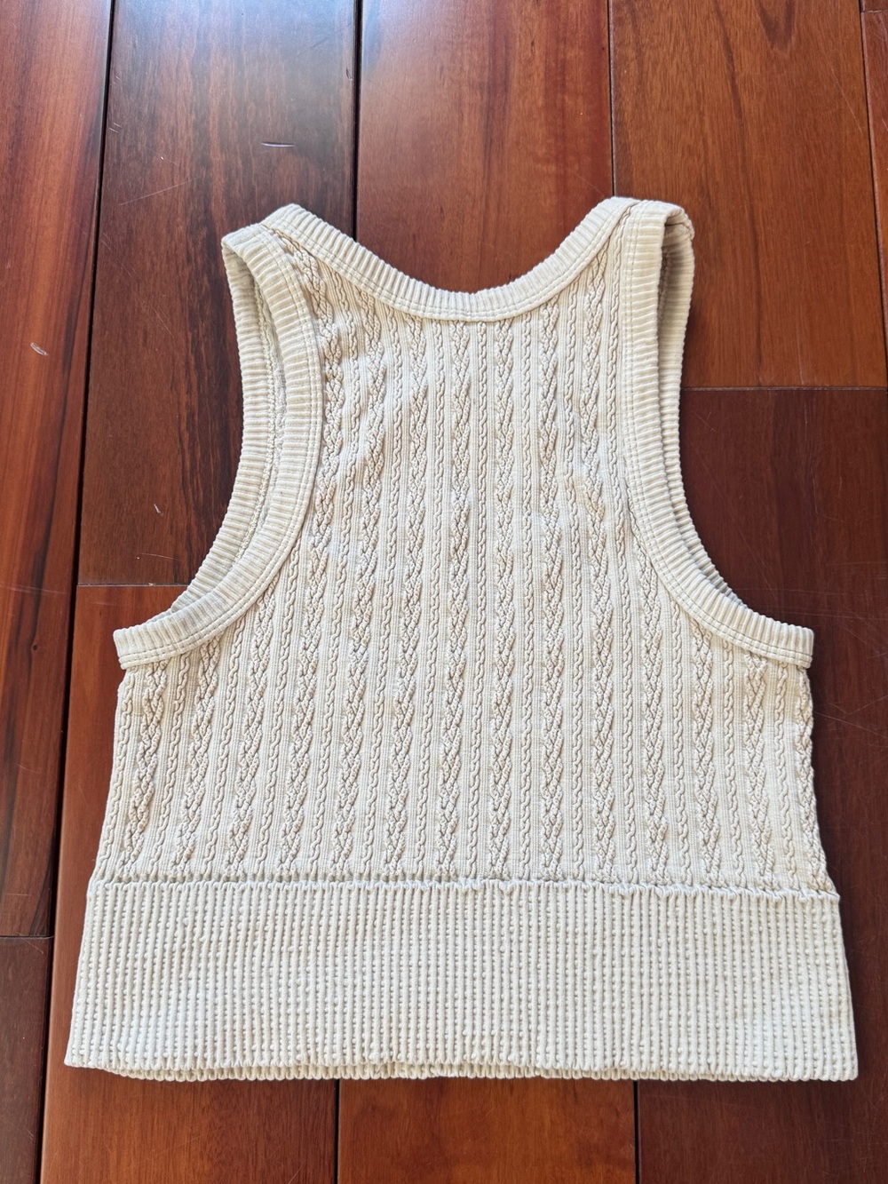 Nikibiki Cream Ribbed Cable Tank - Picture 3 of 4